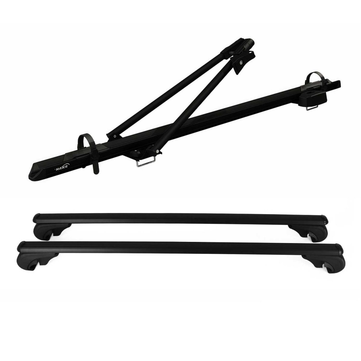 Volkswagen Touareg Bike Carrier + Roof Racks Set - Omac - SPEED ALU BLACK PROFIL - Black - '04-'10